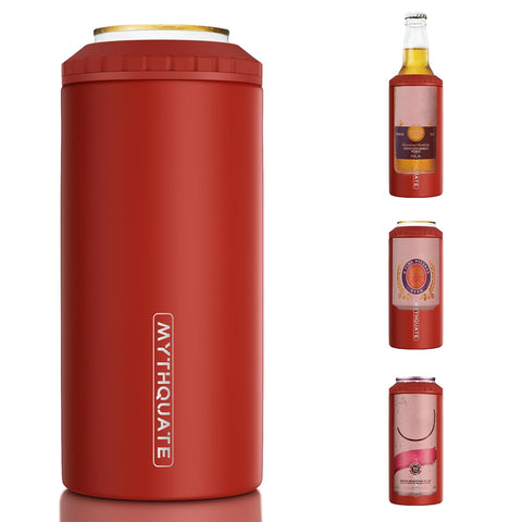 MYTHQUATE 3-in-1 Slim Can Cooler fits 12 oz cans and bottles, keeping drinks cold.