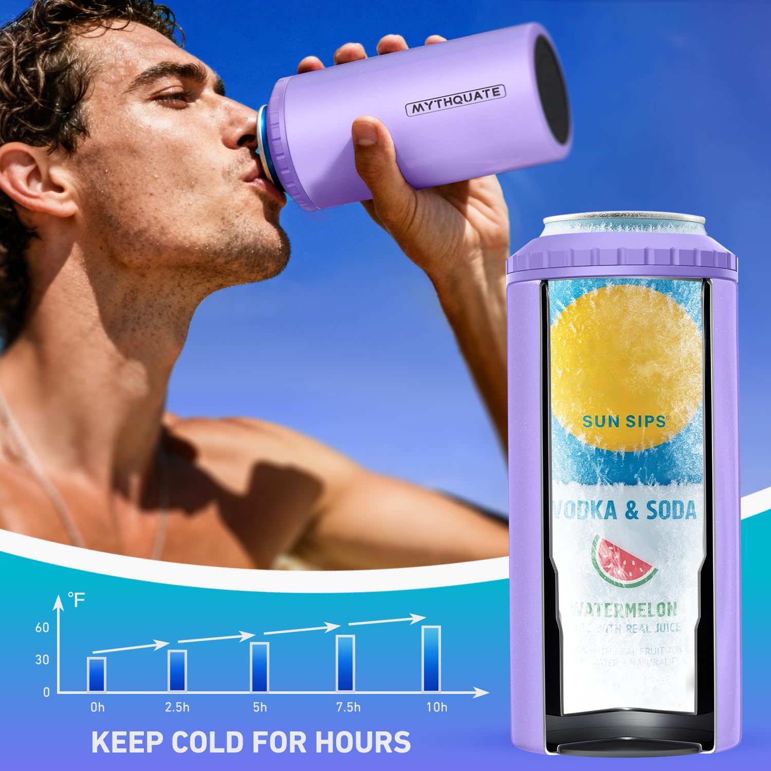 MYTHQUATE 3-in-1 cooler in cup holder demonstrates easy transport and portability
