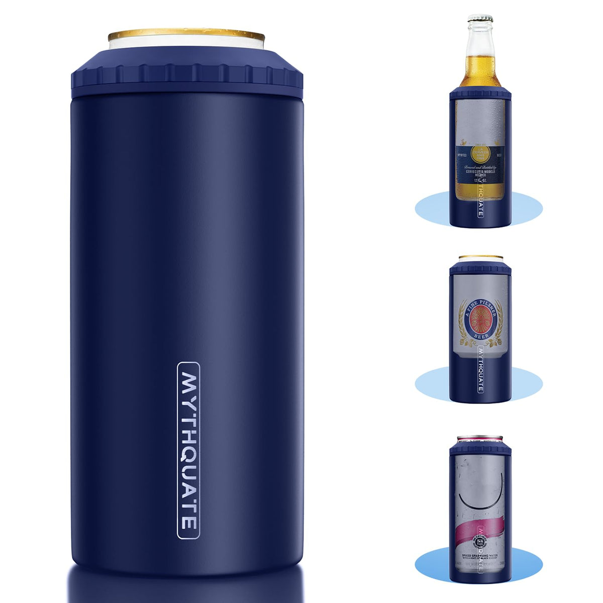 MYTHQUATE 3 in 1 Slim Can Cooler fits 12 oz skinny cans and keeps them cold for longer.