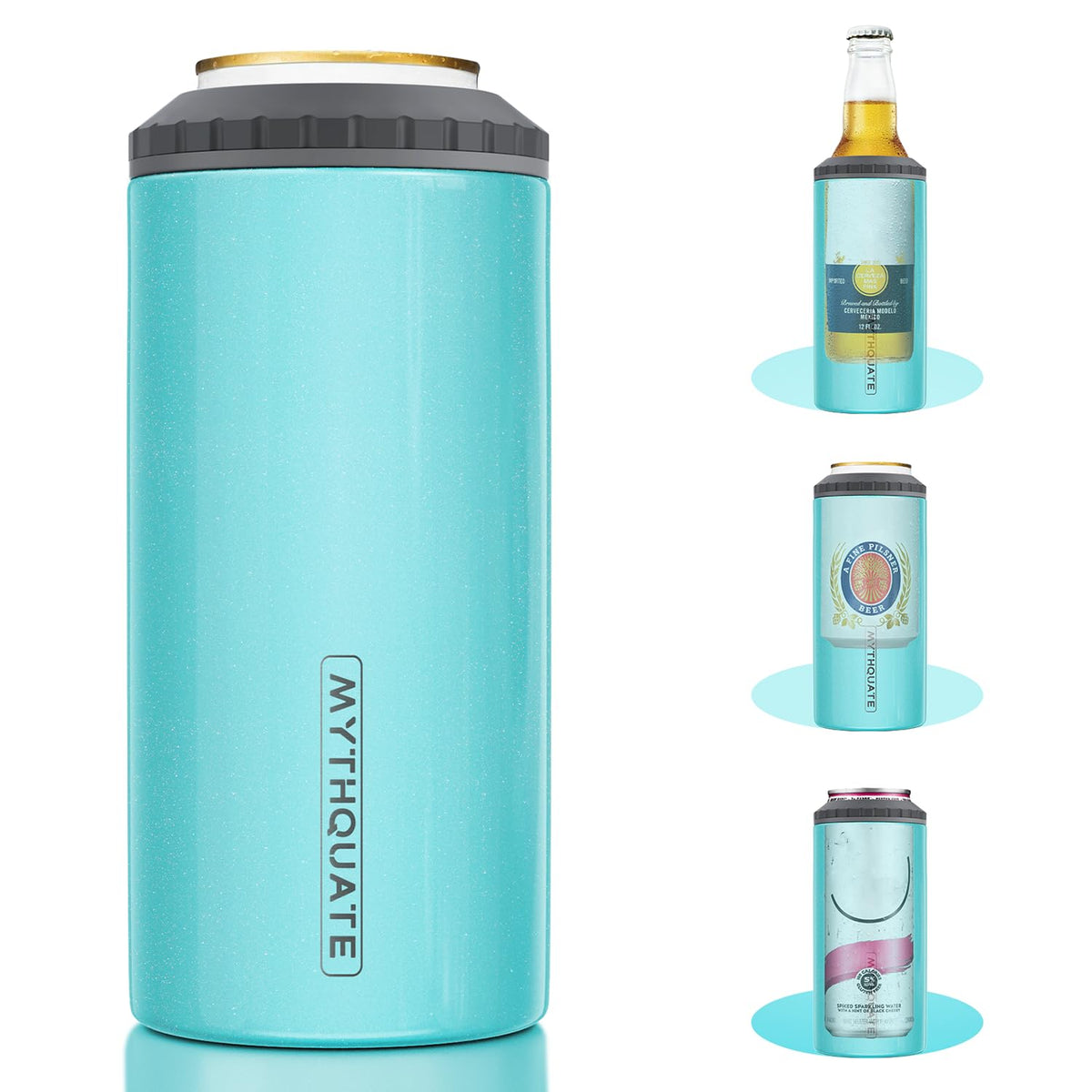 MYTHQUATE 3in1 slim can cooler around a 12 oz can to keep it cold