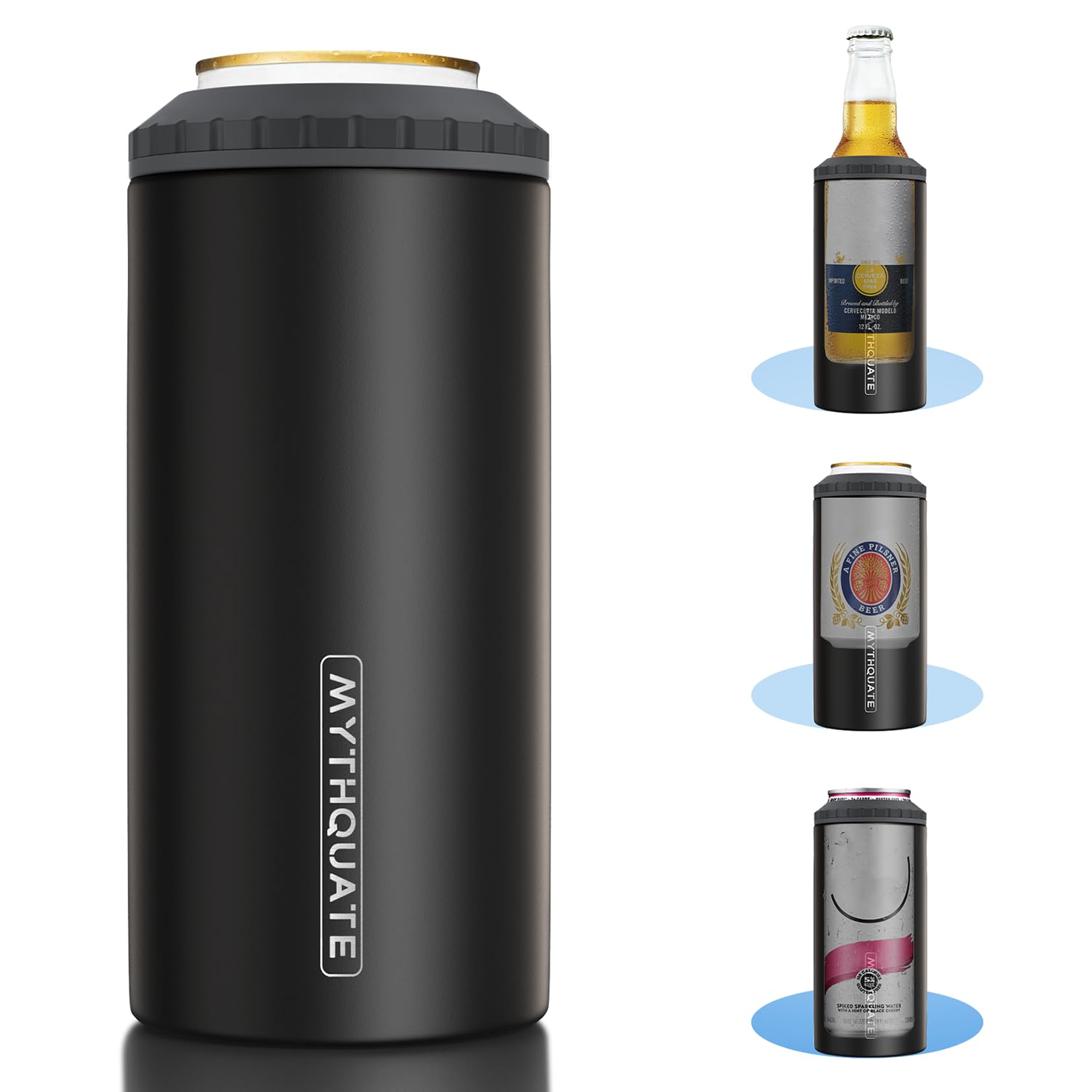 MYTHQUATE 3in1 slim-can cooler for 12oz fits slim cans and keeps them cold for hours