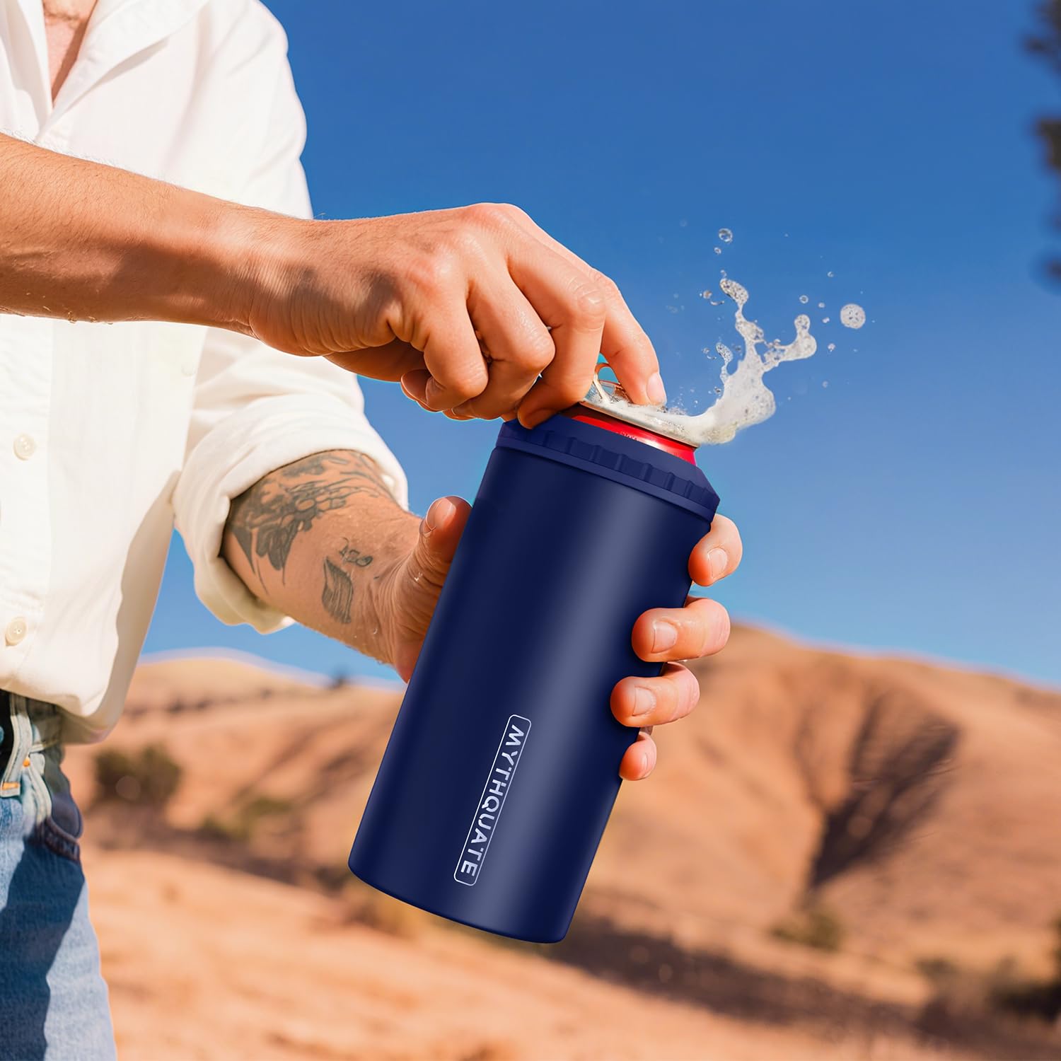 MYTHQUATE 3 in 1 Slim Can Cooler has sweat-proof coating for dry hands.