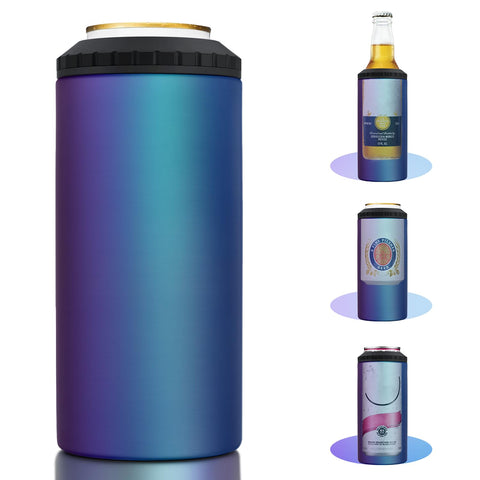 MYTHQUATE Aurora 3-in-1 slim can koozie front view fits 12 oz cans and bottles