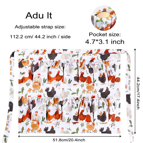 MZCXMAO Hen-design apron with reinforced stitching for durable farm-to-kitchen use.