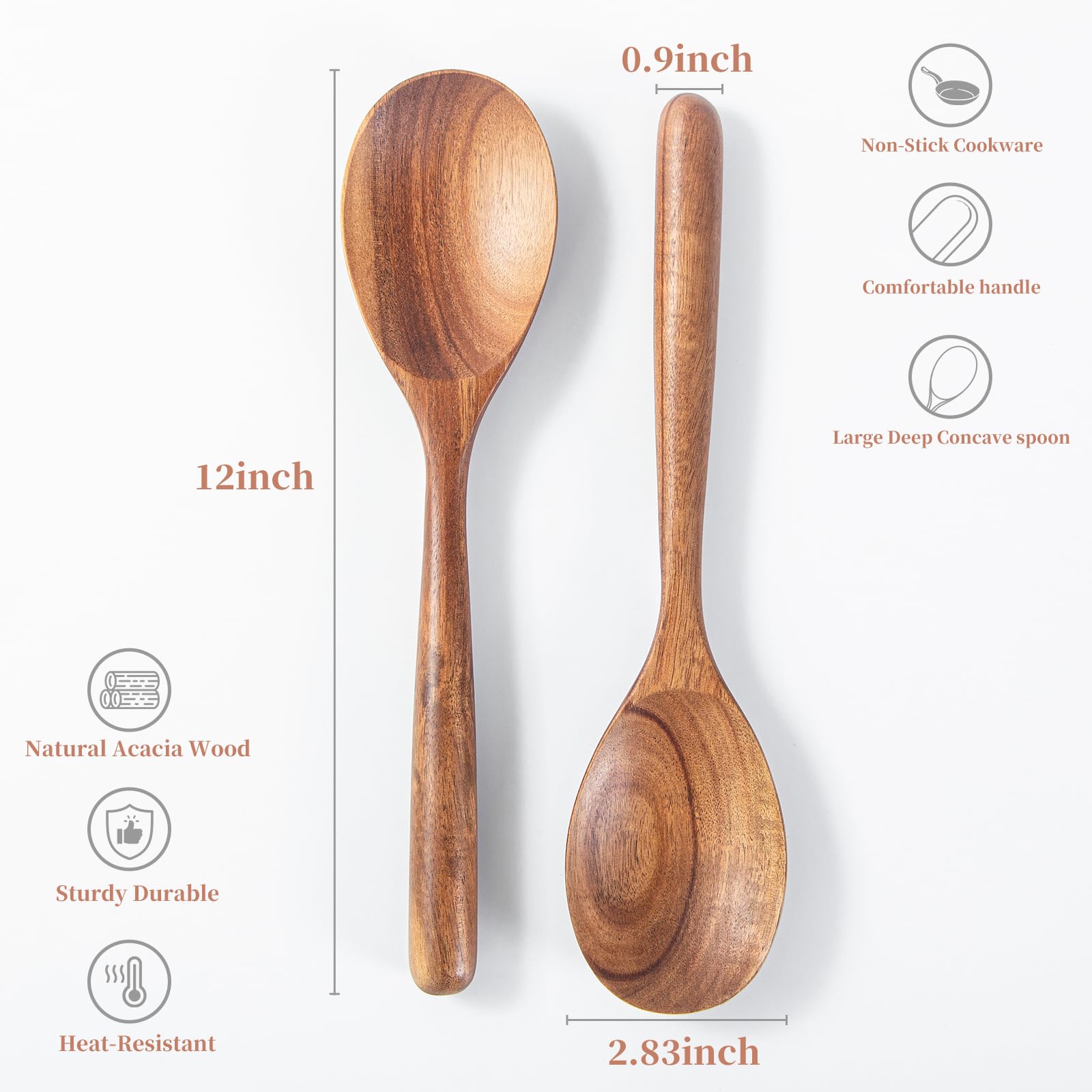 MZROO heat-resistant wooden spoons enable safe high-heat cooking.