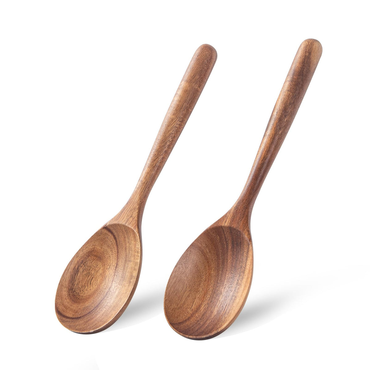 MZROO wooden spoons two-pack large for stirring and serving meals.