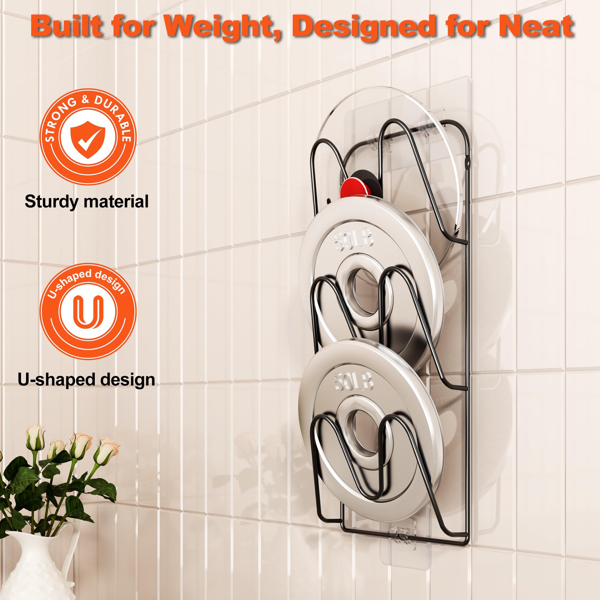 MZTOOL durable kitchen organizer holds up to 22 pounds for heavy pots and lids.