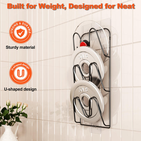 MZTOOL durable kitchen organizer holds up to 22 pounds for heavy pots and lids.
