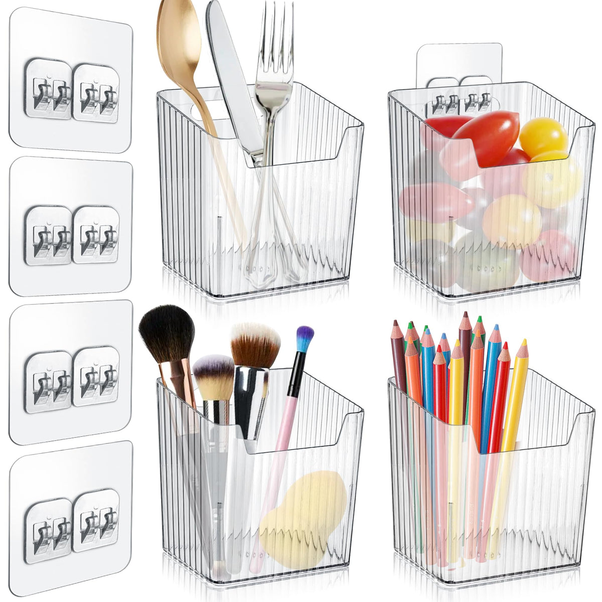 MZYIWUU acrylic wall mount organizer front view improves kitchen clutter control.
