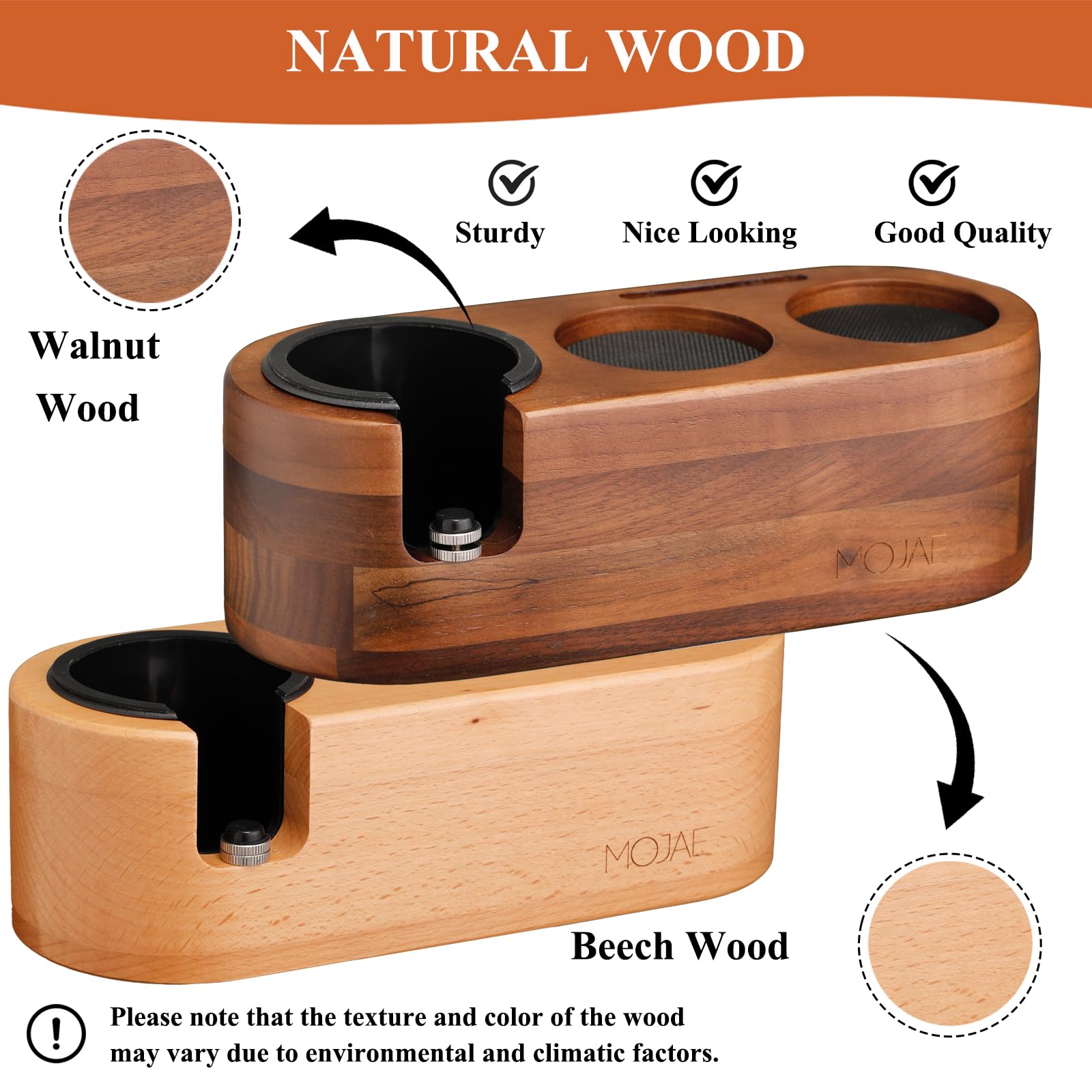 Built-in organizer rails keep espresso tools within reach during prep.