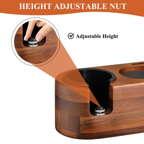 N MOJAE station keeps tamper, distributor, and puck screen neatly organized.