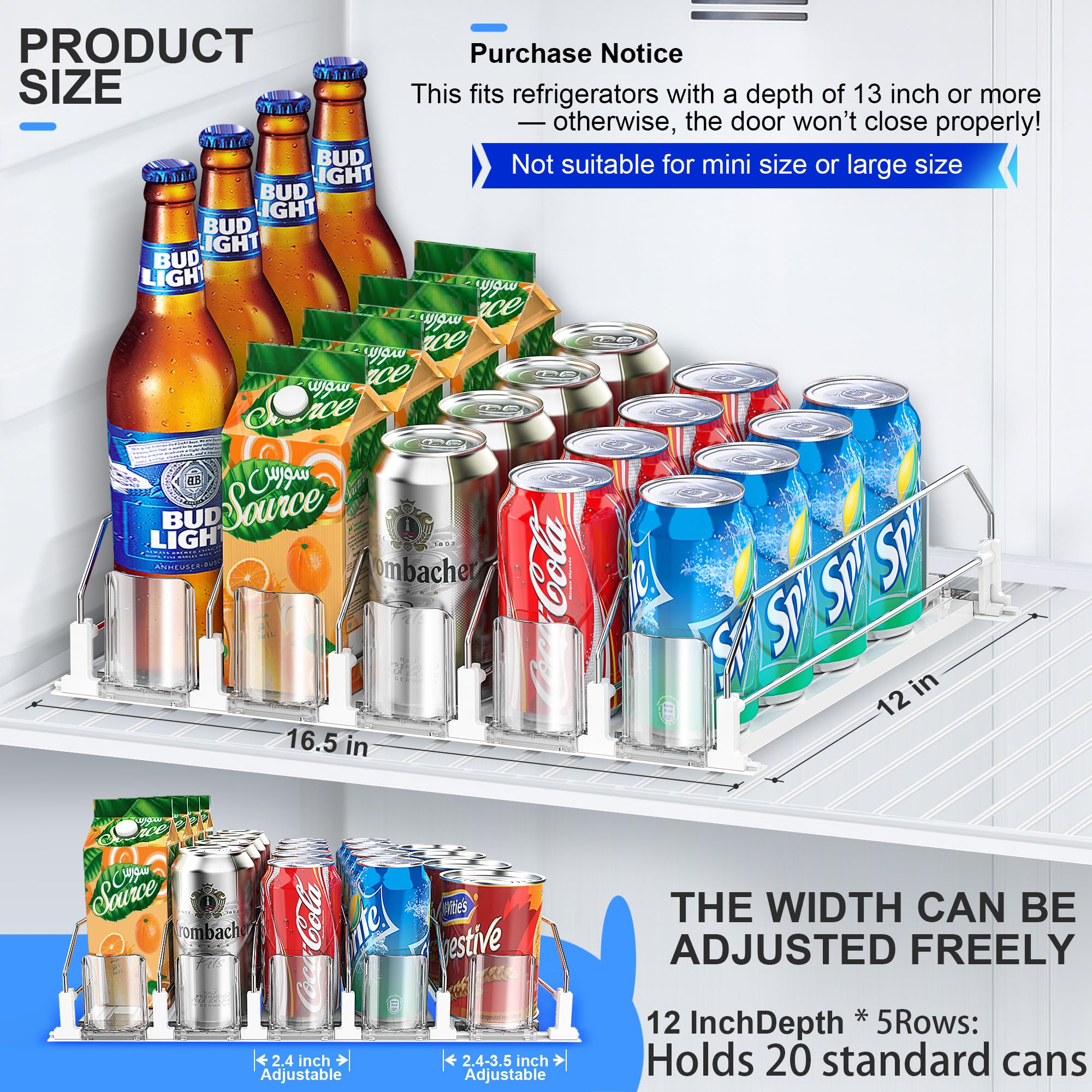 Nabobt fridge can capacity 20 cans highlights ample storage under shelves.