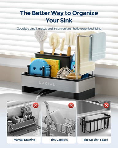 Nacial adjustable height with detachable base fits any sink setup