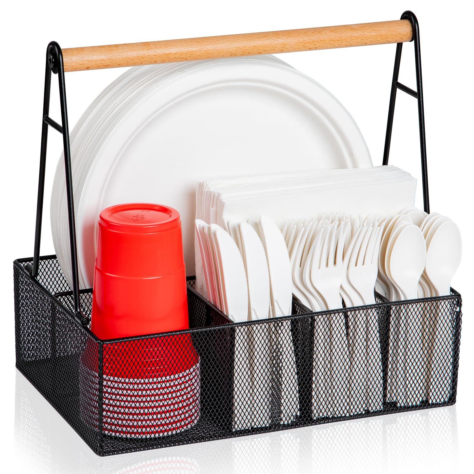 NACIMAX paper plate organizer with handle for easy serving and reach
