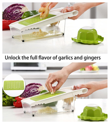 NACOLUS 5 blades set includes shredder, graters, julienne, slicer, and peeler.