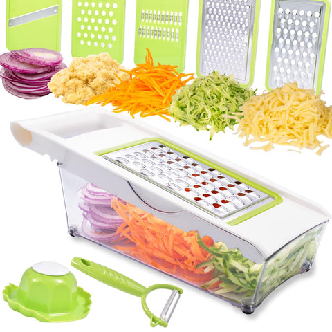 NACOLUS 5-in-1 mandoline with container for mess-free slicing and quick prep.