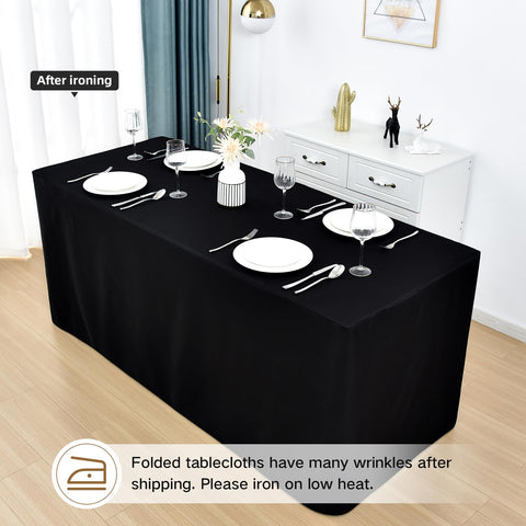 Nacuci tablecloth drapes smoothly on a 4ft rectangle table for a polished display.