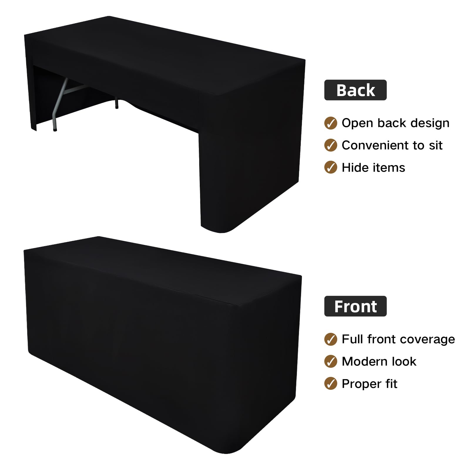 Nacuci open-back design enables easy setup and discreet under-table storage.