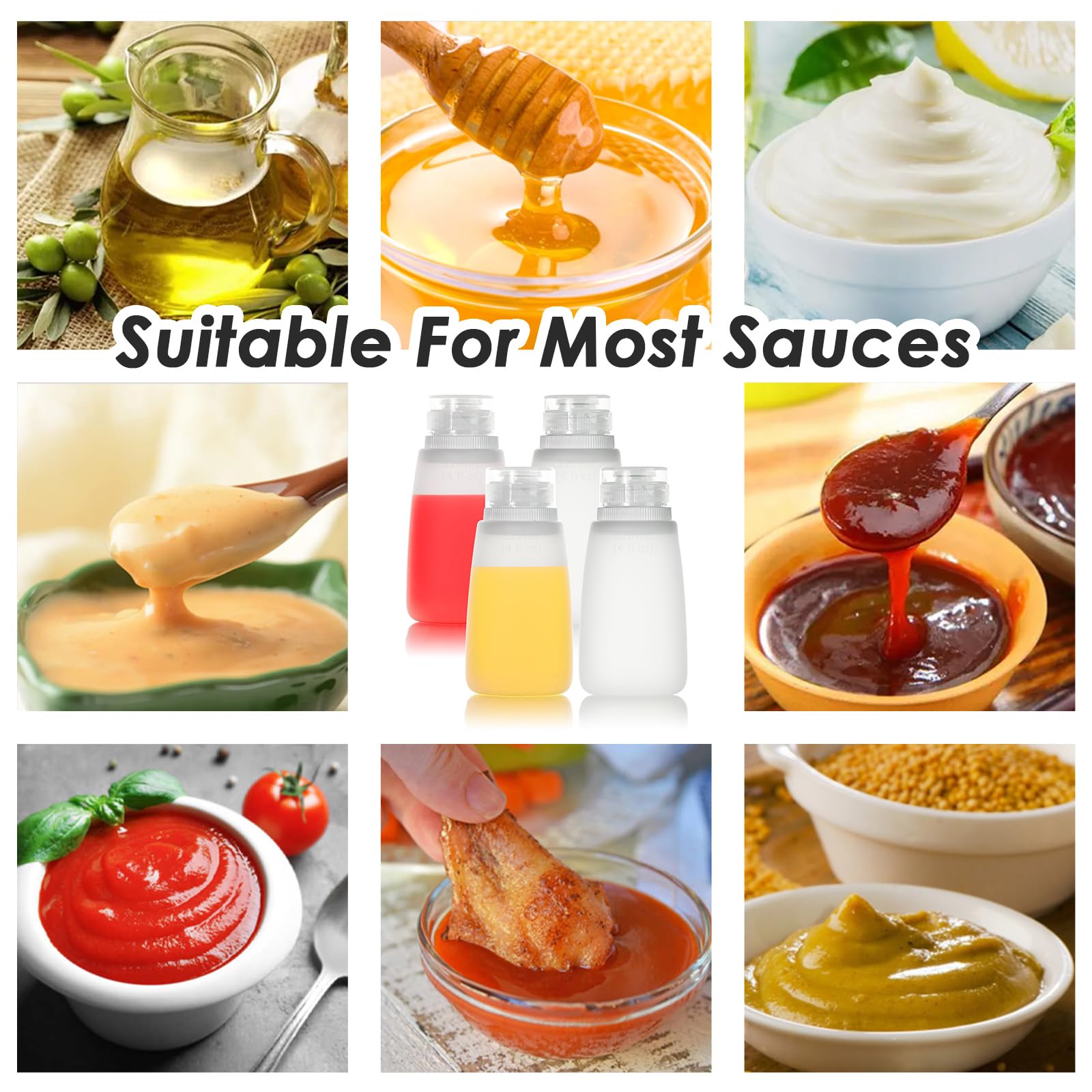 Nacxbwer label set for identifying sauces quickly during service.
