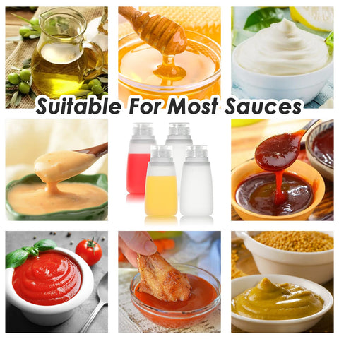Nacxbwer label set for identifying sauces quickly during service.