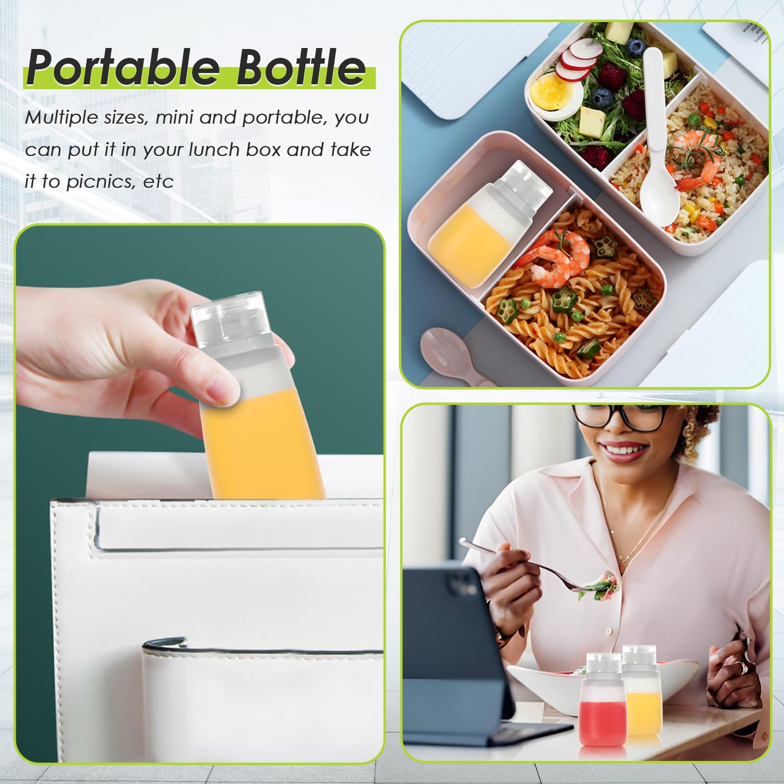 Nacxbwer salad dressing squeeze bottle for even distribution on plates.