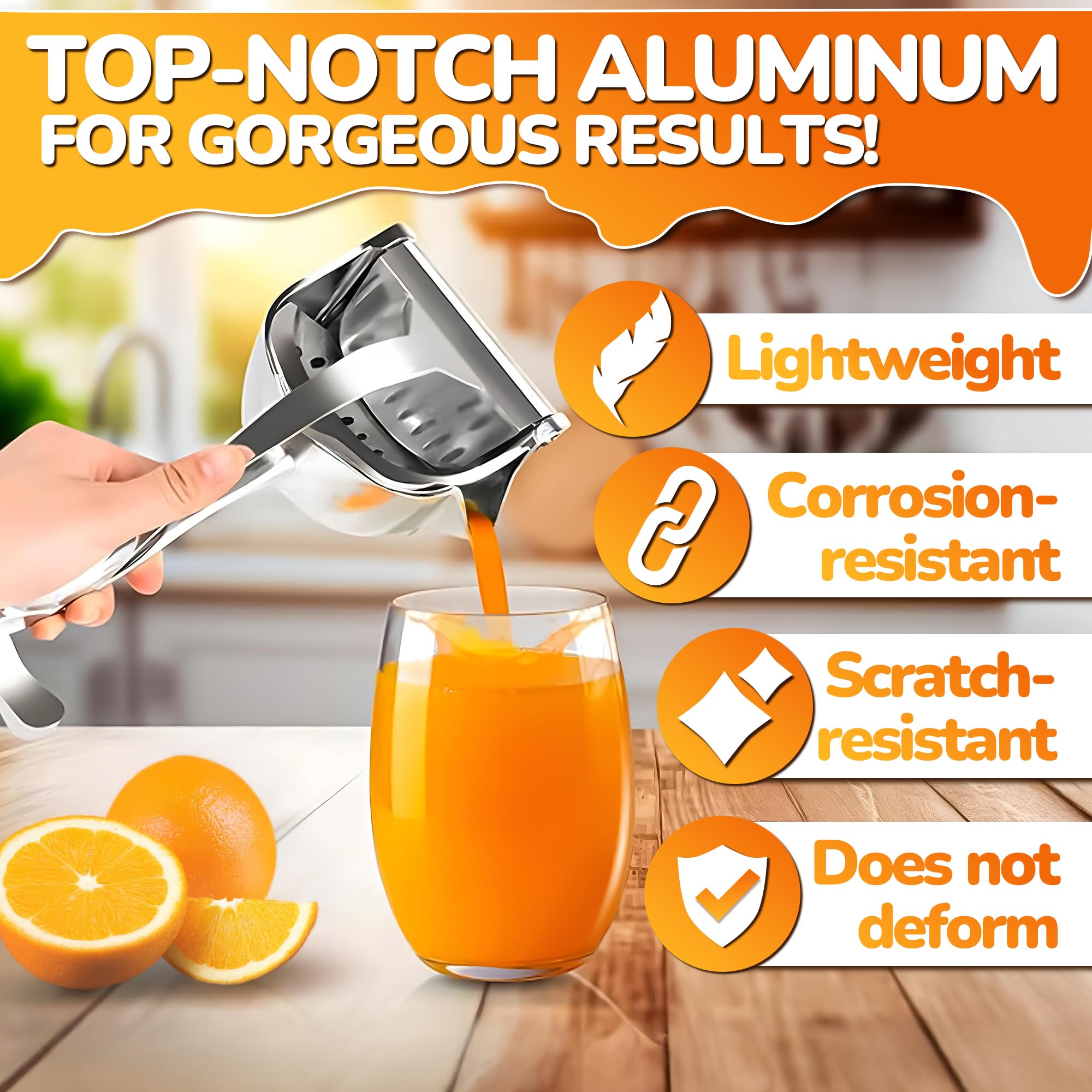 NADOBA lemon squeezer with rust-resistant aluminum for daily use.