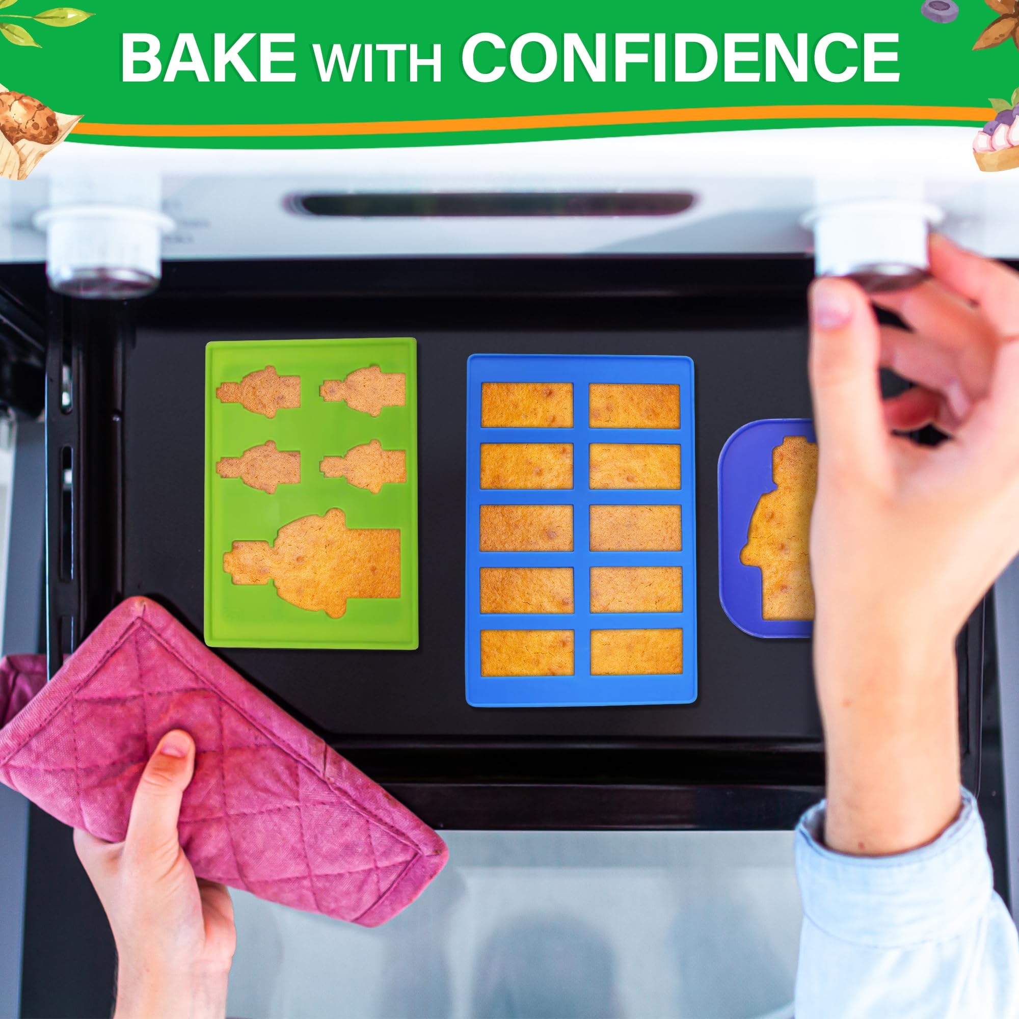 NADOBA fondant mold to decorate cakes with bricks or robot shapes.