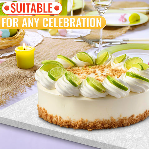 NADOBA rectangle cake board with 1-2 inch thick base adds stability.