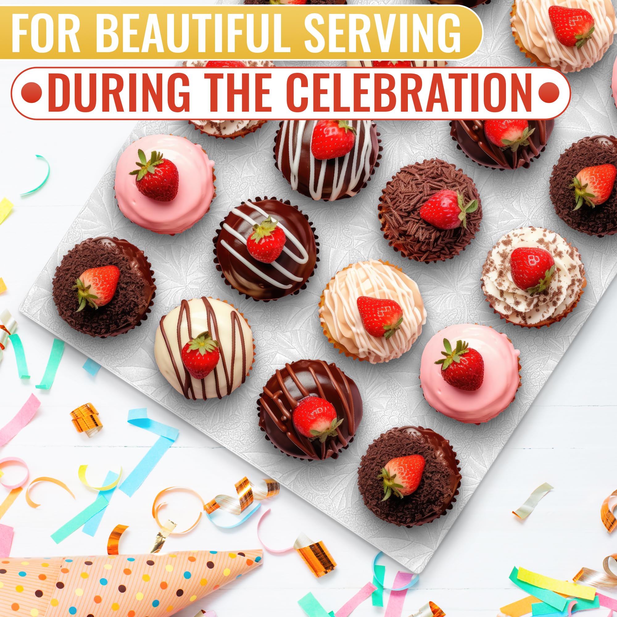 NADOBA elegant white display enhances pastry presentation.