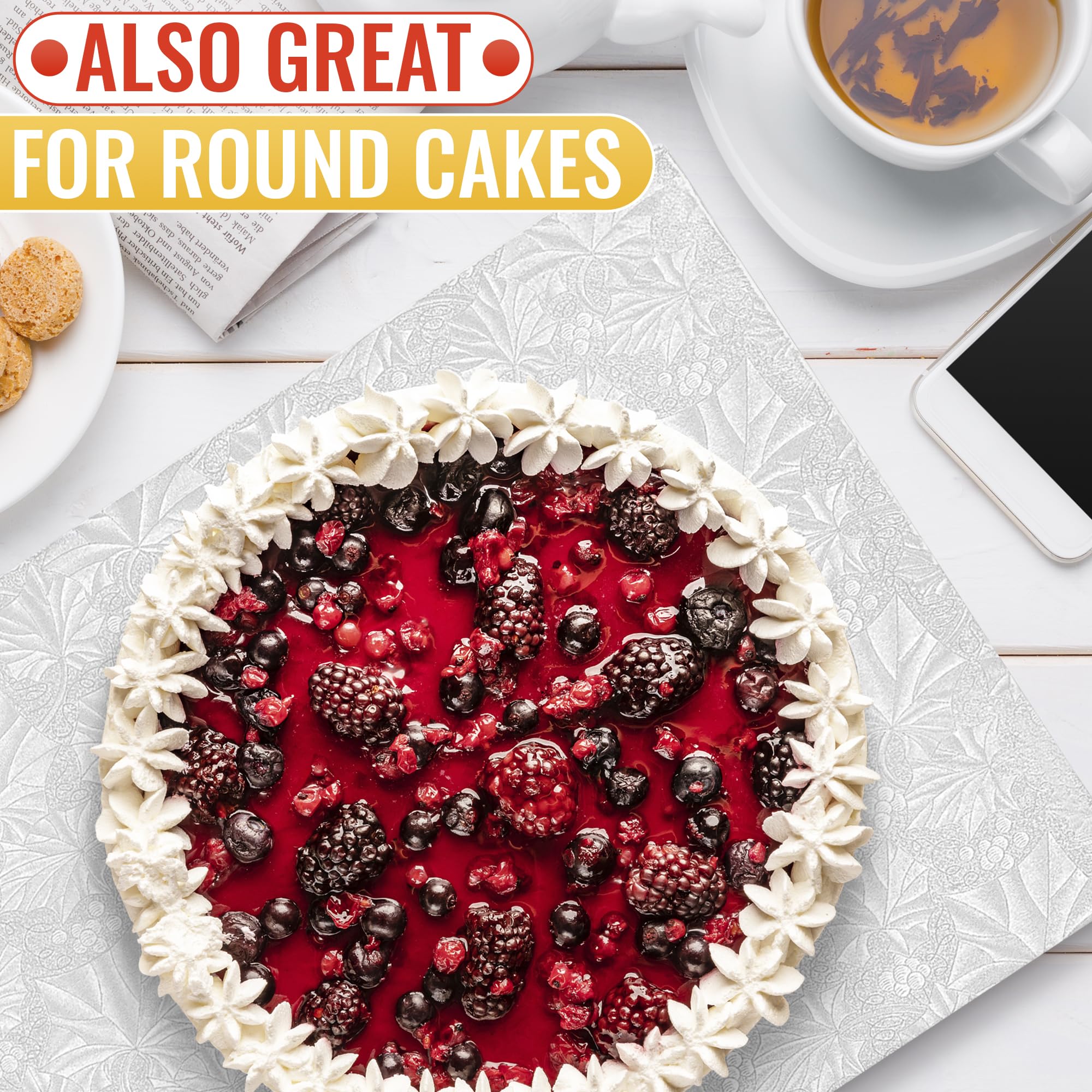 NADOBA rectangle cake board surface features embossed detail for style.
