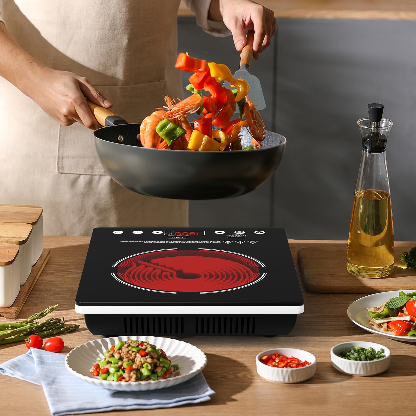 Nafewin child lock and timer enhance safe, controlled cooking.