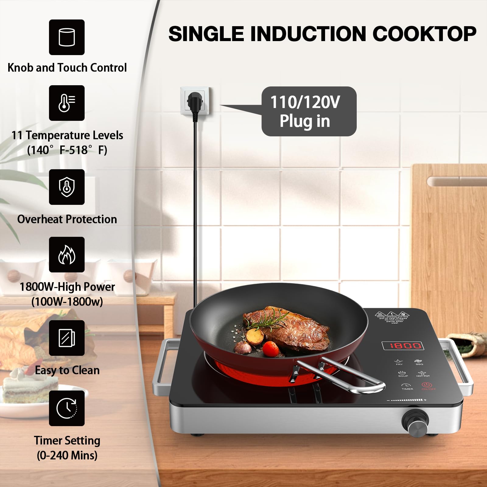 Nafewin ceramic panel provides even heat distribution during cooking.