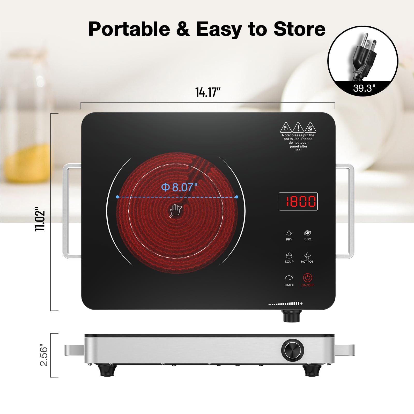 Nafewin hot plate with LED touch and knob control for precise temperature.