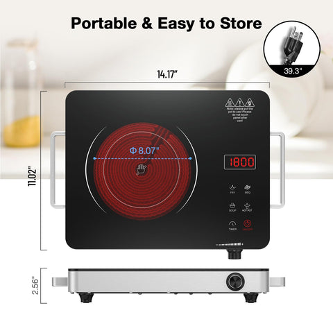 Nafewin hot plate with LED touch and knob control for precise temperature.