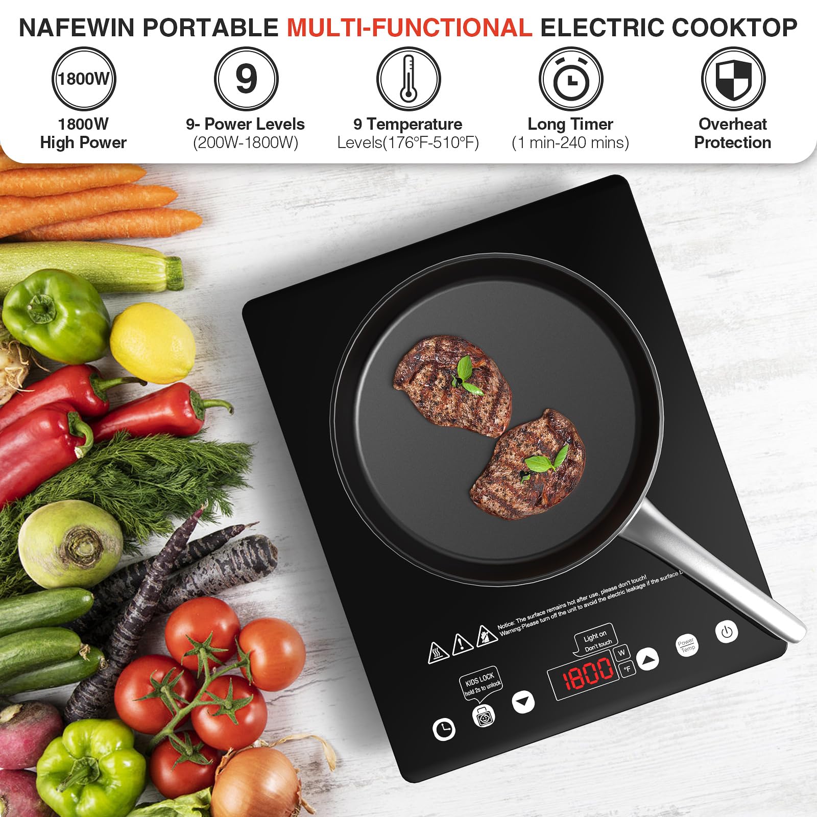 Nafewin microcrystalline top shows durable, scratch-resistant surface for everyday cooking.