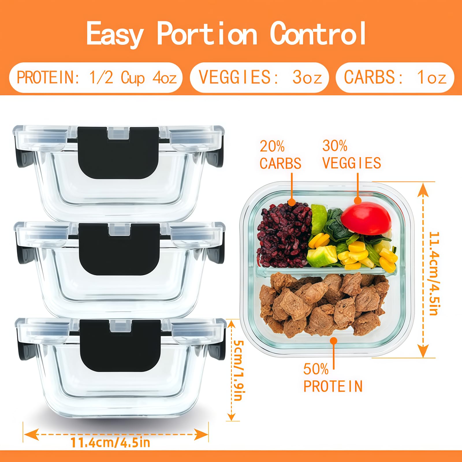 Nafhone bariatric container 4oz compartments ideal for portion control and travel prep.
