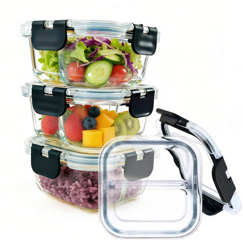 Nafhone bariatric container 8oz divider shows two 4oz portions for balanced meals.