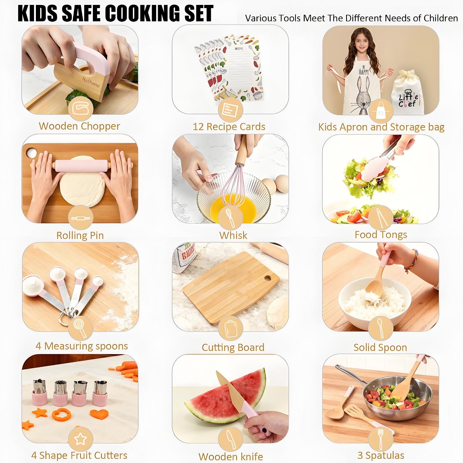Nafhone wooden chopper with ergonomic grip for confident cutting