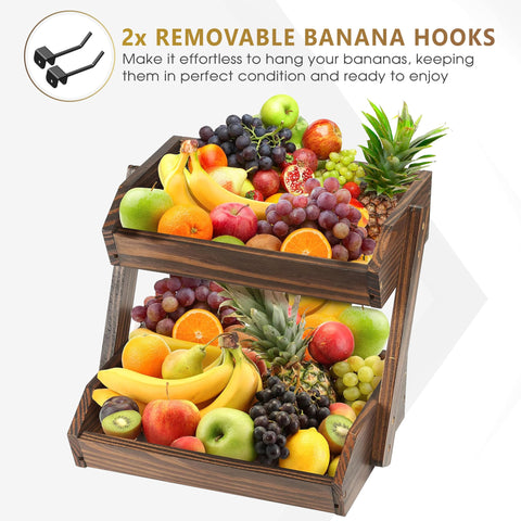 NAGAWOOD two-tier basket top tier display with fresh fruits for easy access.
