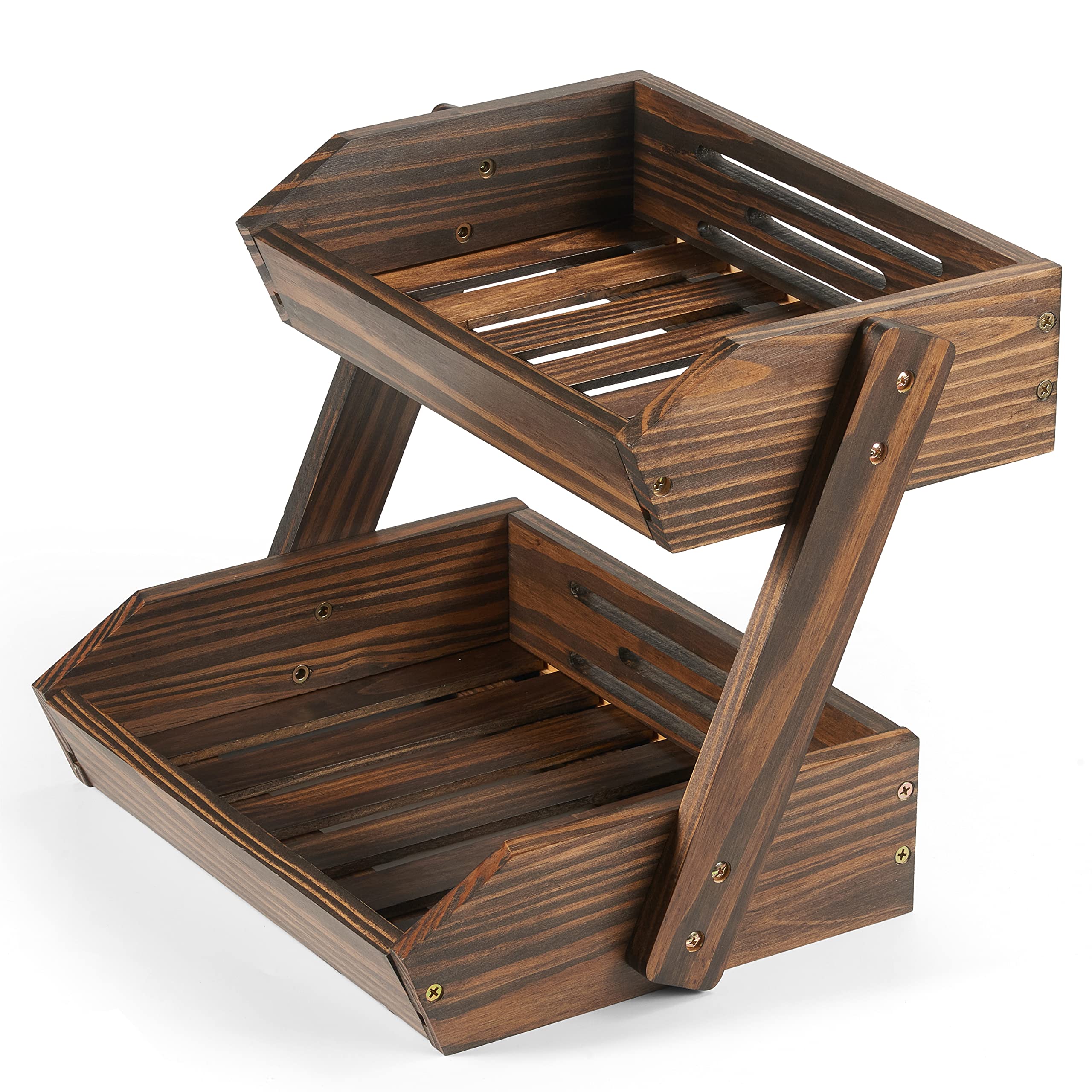 NAGAWOOD large-capacity 2-tier fruit basket on the counter for organized produce.