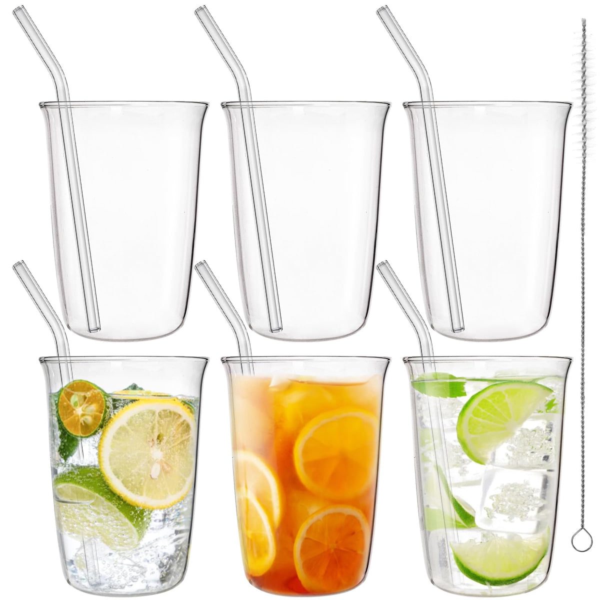 Nagpew 6-piece drinking glasses in crystal clear 16oz for daily use.