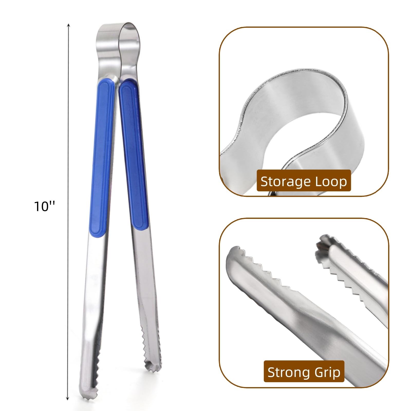 Nagpew 410 stainless steel tongs showing sturdy grip and finish