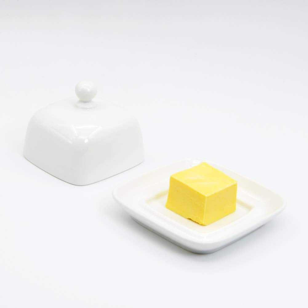NAGU white porcelain domed butter dish protecting butter and maintaining freshness