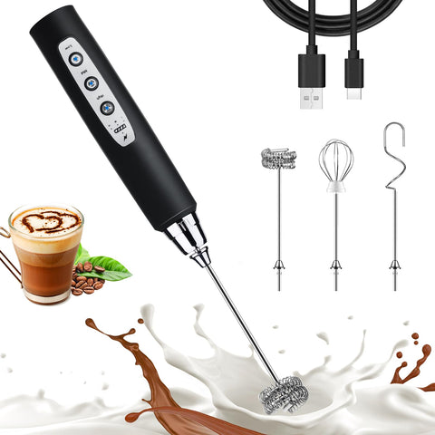 Nahida black milk frother wand assembled for silky latte foam