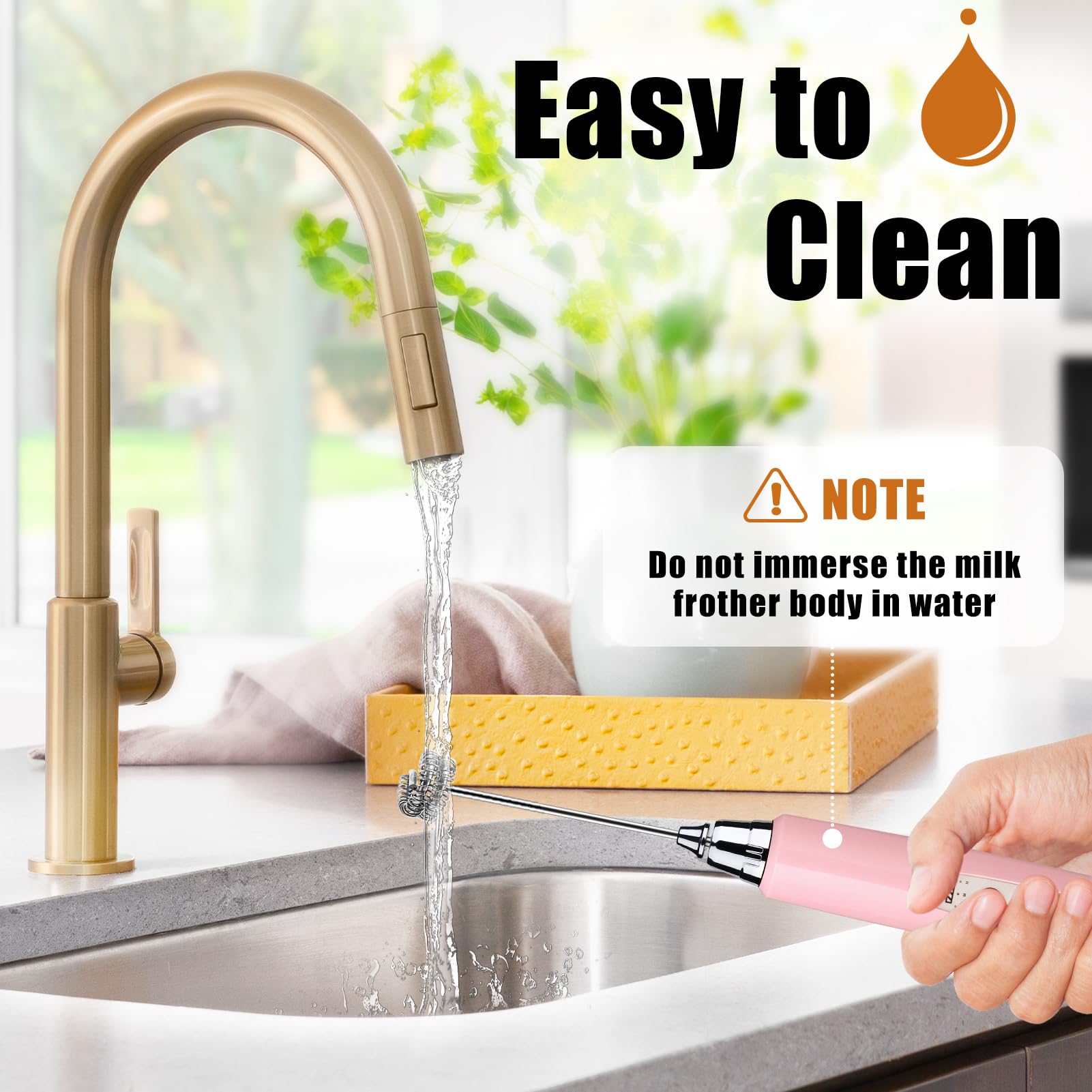 Nahida pink frother wand ergonomic handle supports easy daily prep