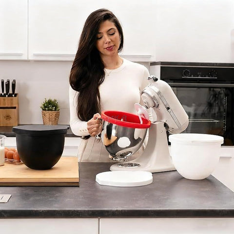 NaiDi KitchenAid bowl liner close-up showing seamless fit and stability.
