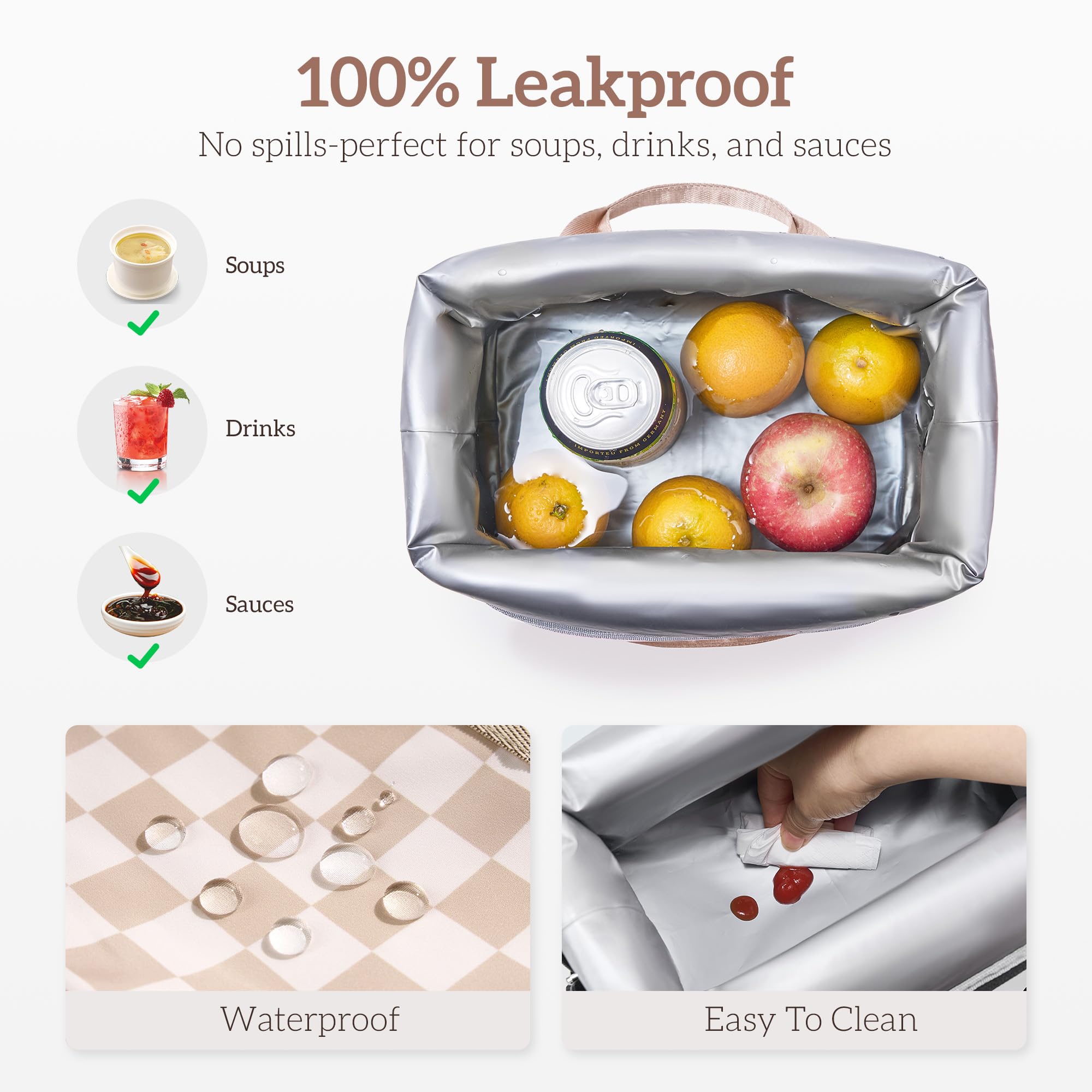 Naimuesly water-resistant nylon exterior protects contents in light rain.