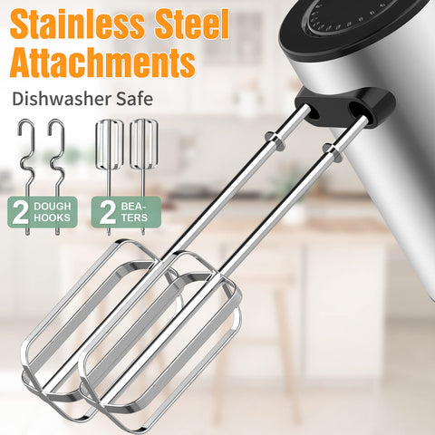 Naitesen 600W hand mixer dough hooks for dough prep