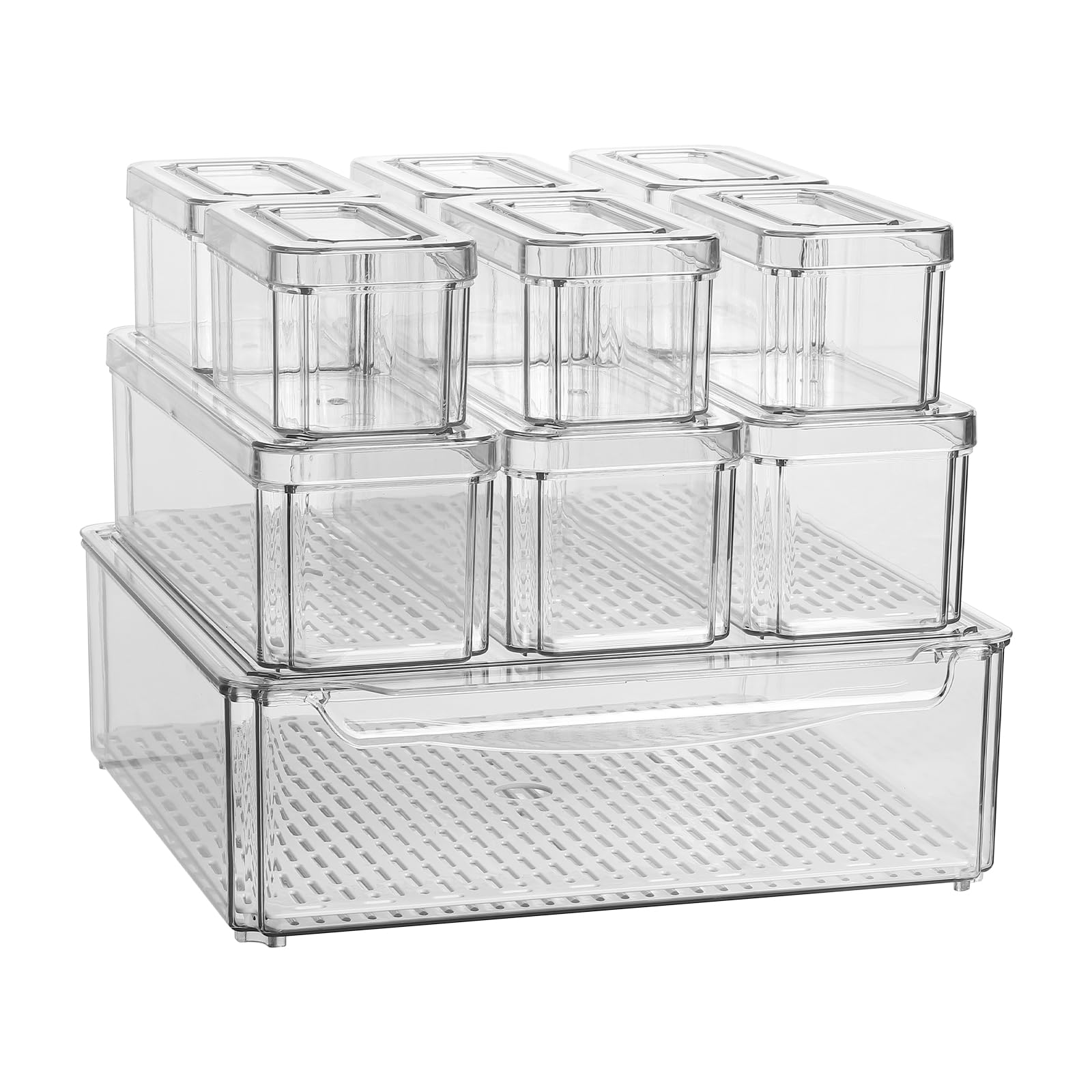 Naivees fridge organizer with bottom drain hole for moisture management