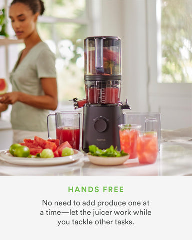 Nama J2 includes juice containers and strainers for a complete setup.